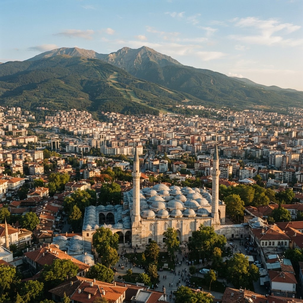 View over the city of Bursa with the Uludağ mountain behind
