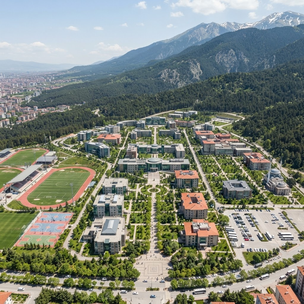 Aerial view of the Bursa Technical University campus